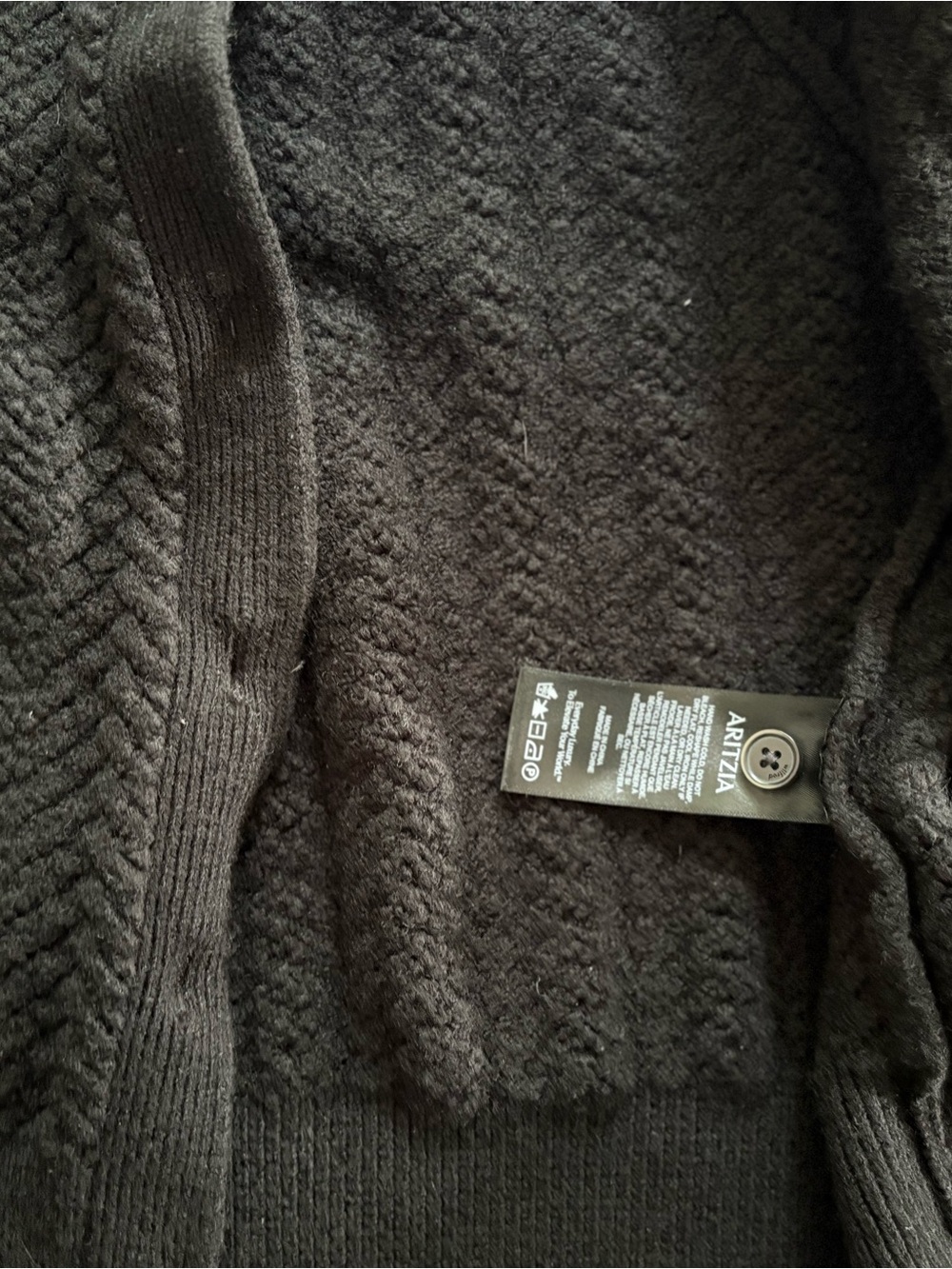 Aritzia Wilfred Black Cable-Knit Button Cardigan - Picture 3 of 4